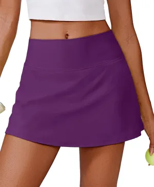 PINSPARK Womens Tennis Skirt High Waisted Golf Skort with 2 Pockets Stretchy Athletic Skirts for Workout Pickleball Running