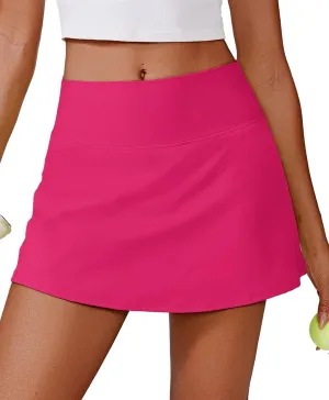 PINSPARK Womens Tennis Skirt High Waisted Golf Skort with 2 Pockets Stretchy Athletic Skirts for Workout Pickleball Running
