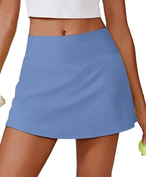 PINSPARK Womens Tennis Skirt High Waisted Golf Skort with 2 Pockets Stretchy Athletic Skirts for Workout Pickleball Running