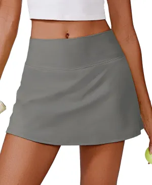 PINSPARK Womens Tennis Skirt High Waisted Golf Skort with 2 Pockets Stretchy Athletic Skirts for Workout Pickleball Running