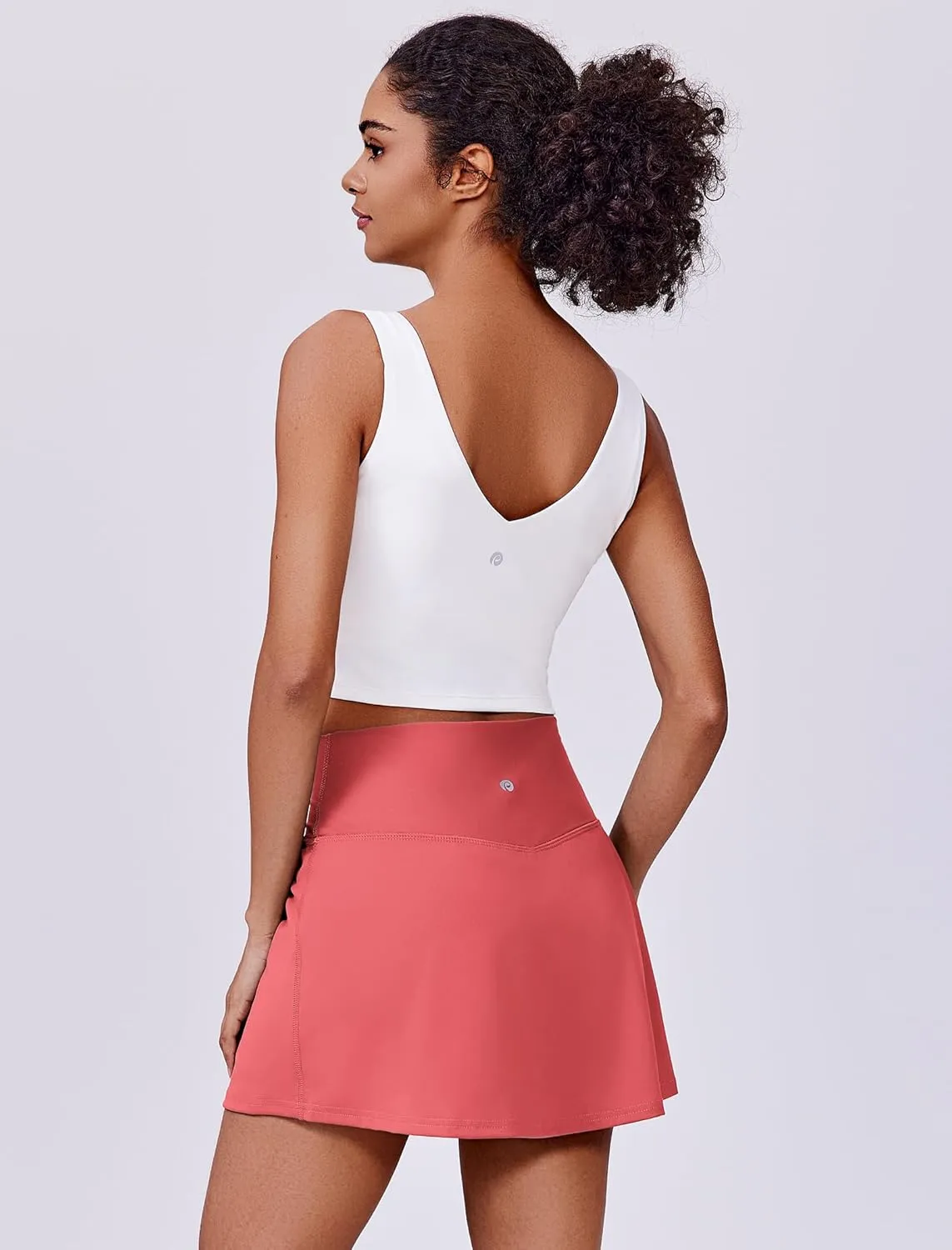 PINSPARK Womens Tennis Skirt High Waisted Golf Skort with 2 Pockets Stretchy Athletic Skirts for Workout Pickleball Running