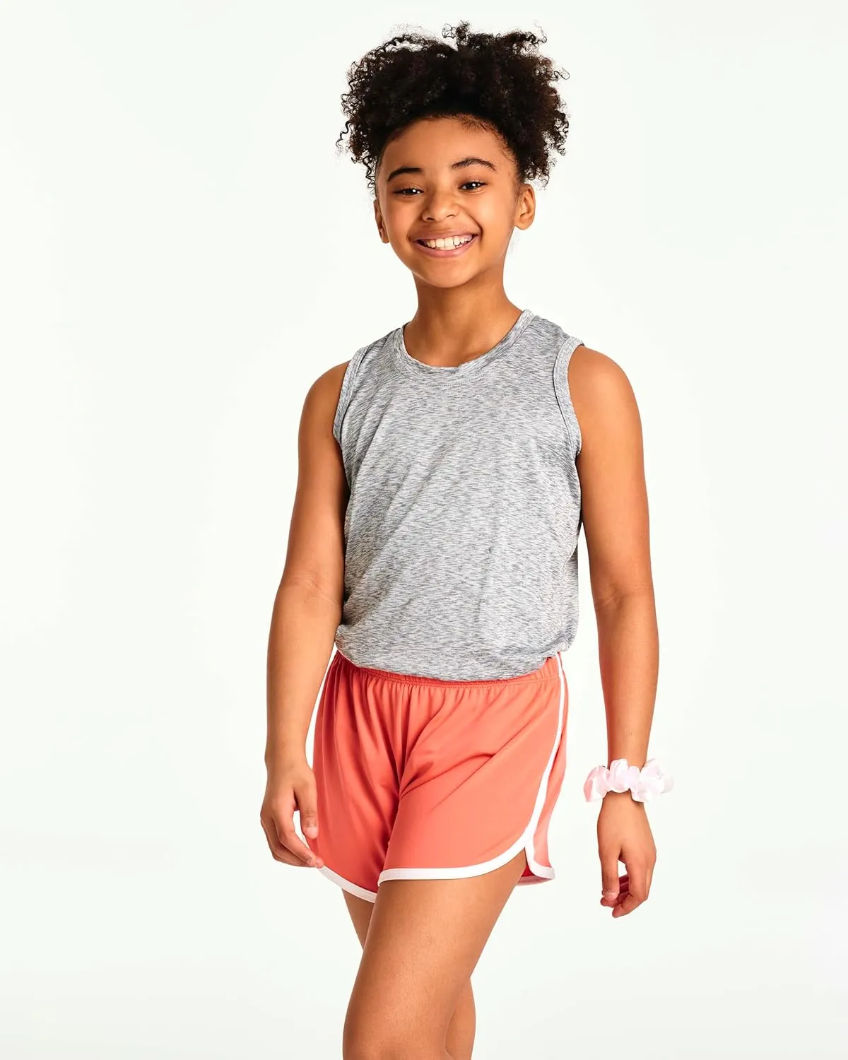 Real Essentials 5 Pack: Girls' Dry-Fit Active Athletic Dolphin Shorts (Ages 4-16)