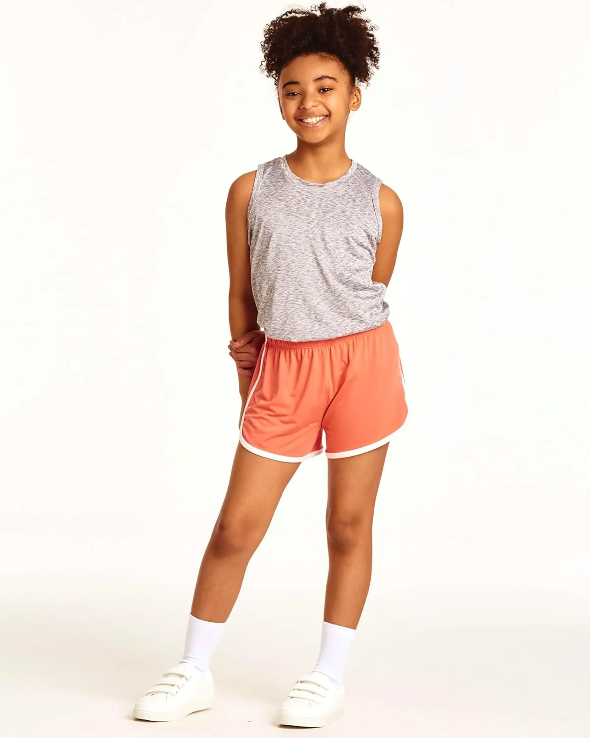 Real Essentials 5 Pack: Girls' Dry-Fit Active Athletic Dolphin Shorts (Ages 4-16)