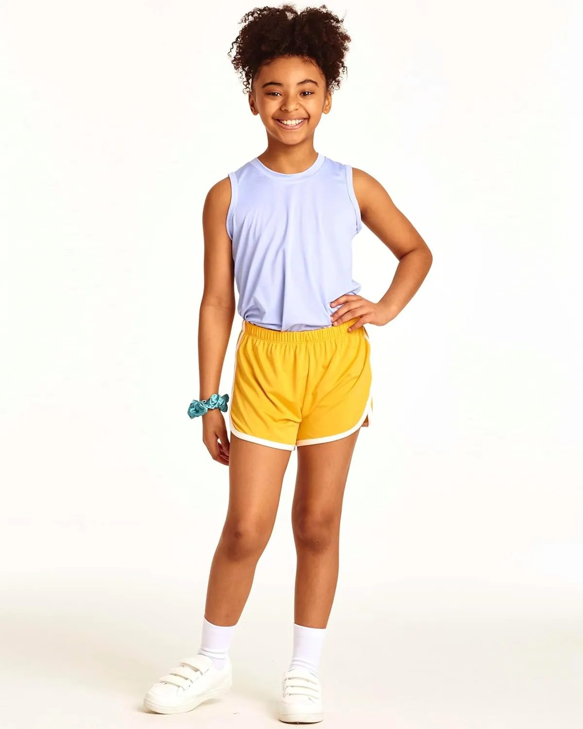 Real Essentials 5 Pack: Girls' Dry-Fit Active Athletic Dolphin Shorts (Ages 4-16)