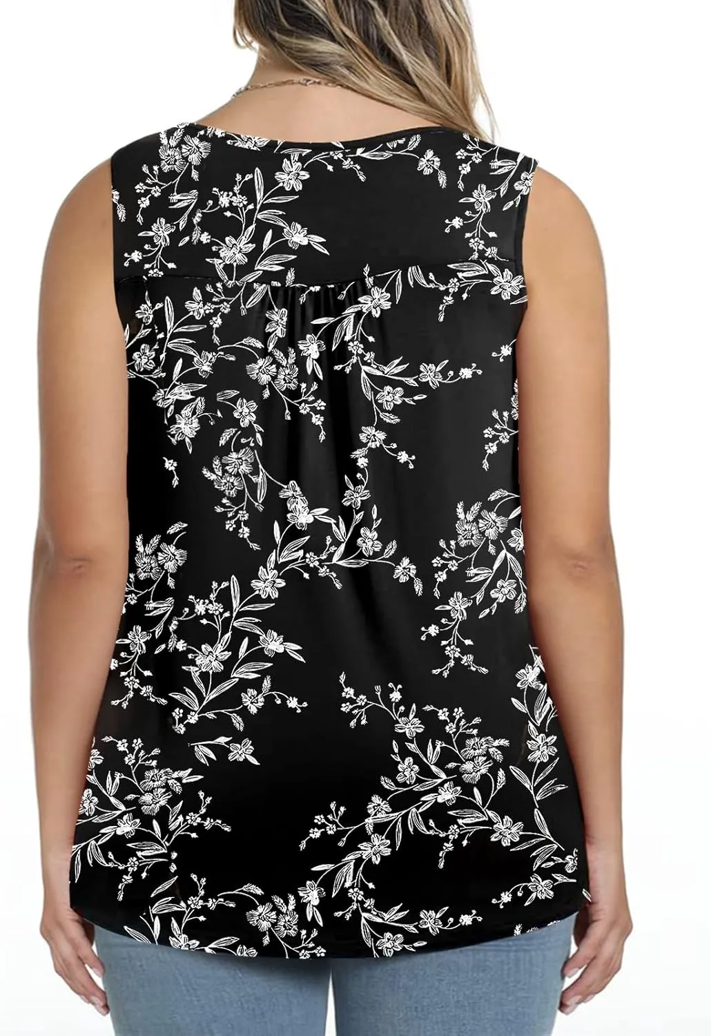 ROSRISS Plus-Size Henley Sleeveless Shirts for Women Summer Casual Tops Buttons Tees 14W-28W
