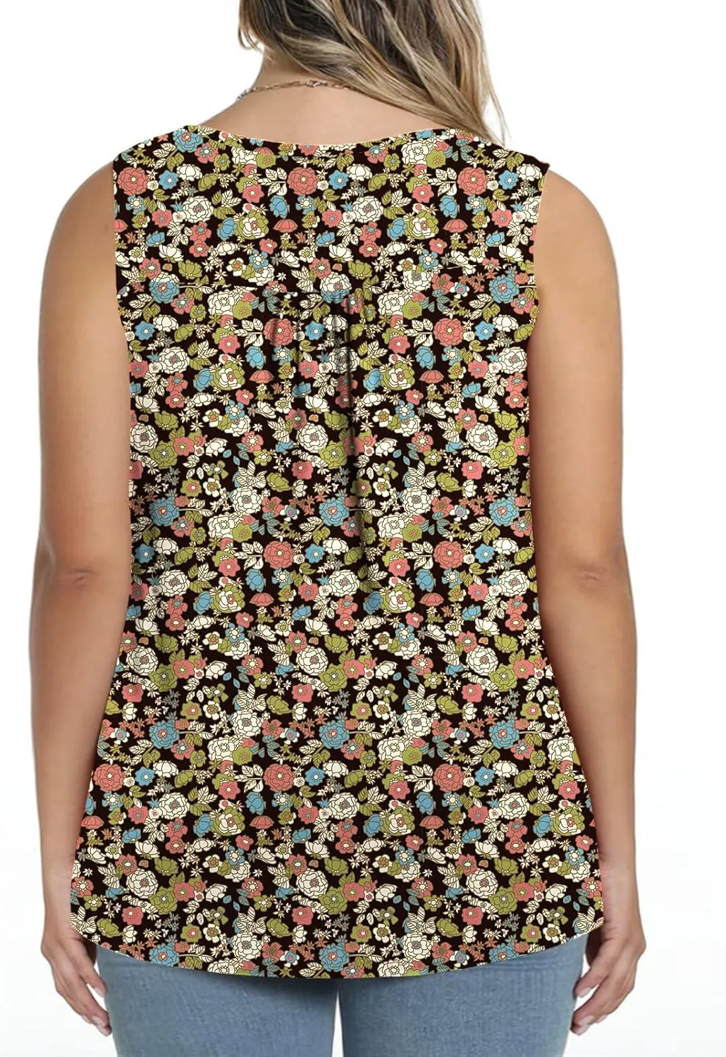 ROSRISS Plus-Size Henley Sleeveless Shirts for Women Summer Casual Tops Buttons Tees 14W-28W