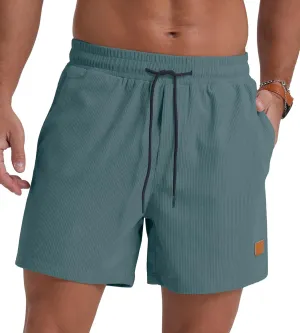 Sailwind Men's Casual 5" Shorts Corduroy Elastic Waist Drawstring Summer Beach Short