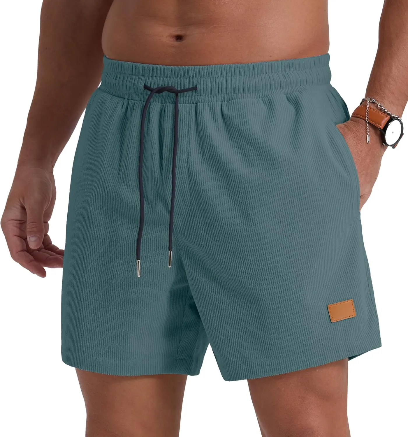 Sailwind Men's Casual 5" Shorts Corduroy Elastic Waist Drawstring Summer Beach Short