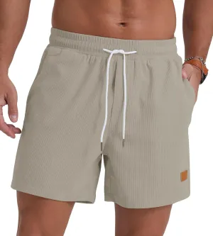 Sailwind Men's Casual 5" Shorts Corduroy Elastic Waist Drawstring Summer Beach Short