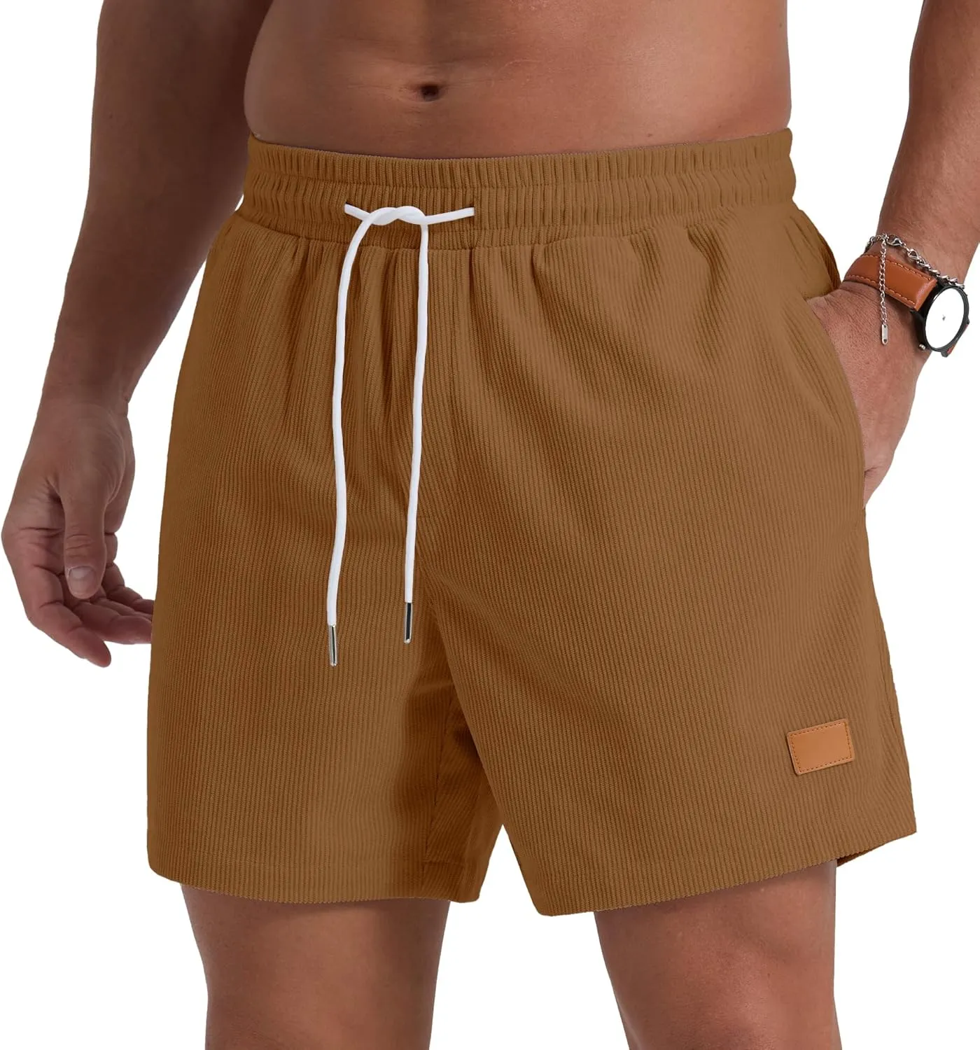 Sailwind Men's Casual 5" Shorts Corduroy Elastic Waist Drawstring Summer Beach Short