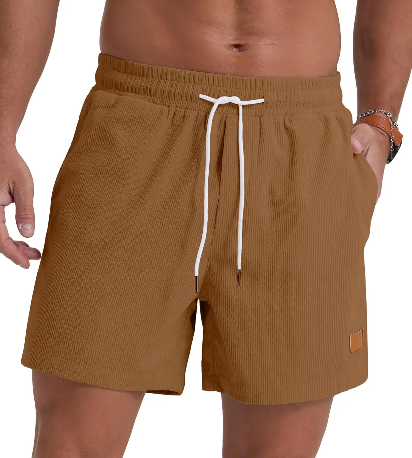 Sailwind Men's Casual 5" Shorts Corduroy Elastic Waist Drawstring Summer Beach Short