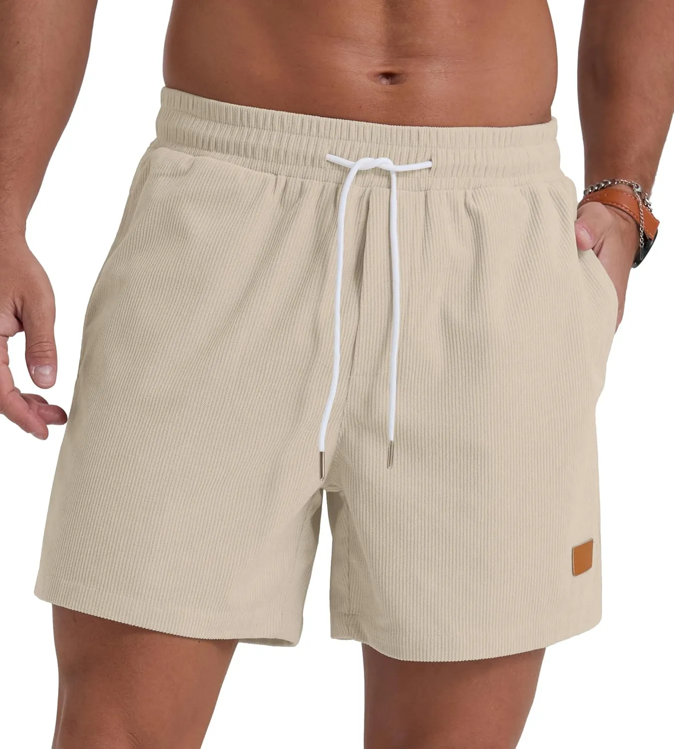 Sailwind Men's Casual 5" Shorts Corduroy Elastic Waist Drawstring Summer Beach Short