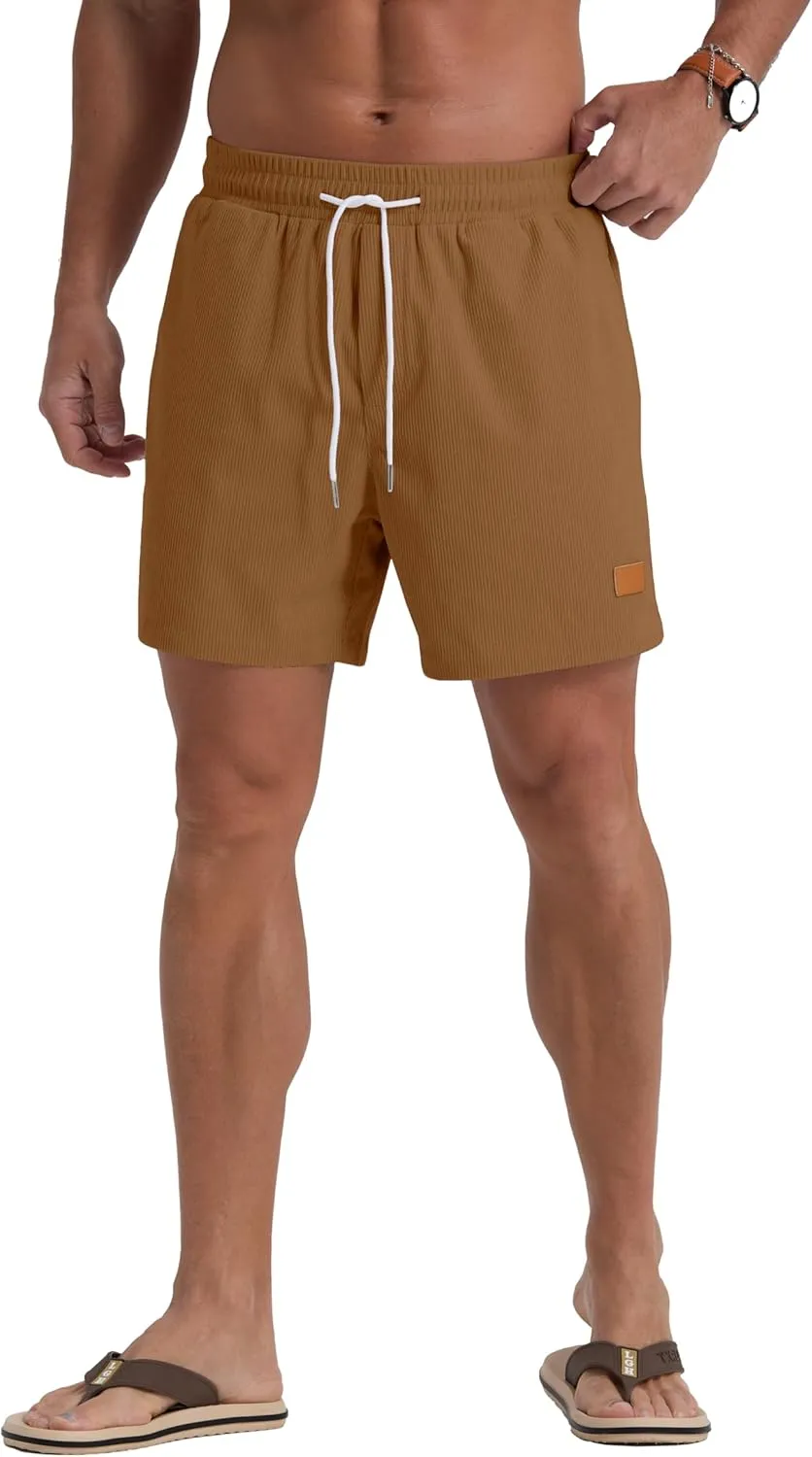 Sailwind Men's Casual 5" Shorts Corduroy Elastic Waist Drawstring Summer Beach Short