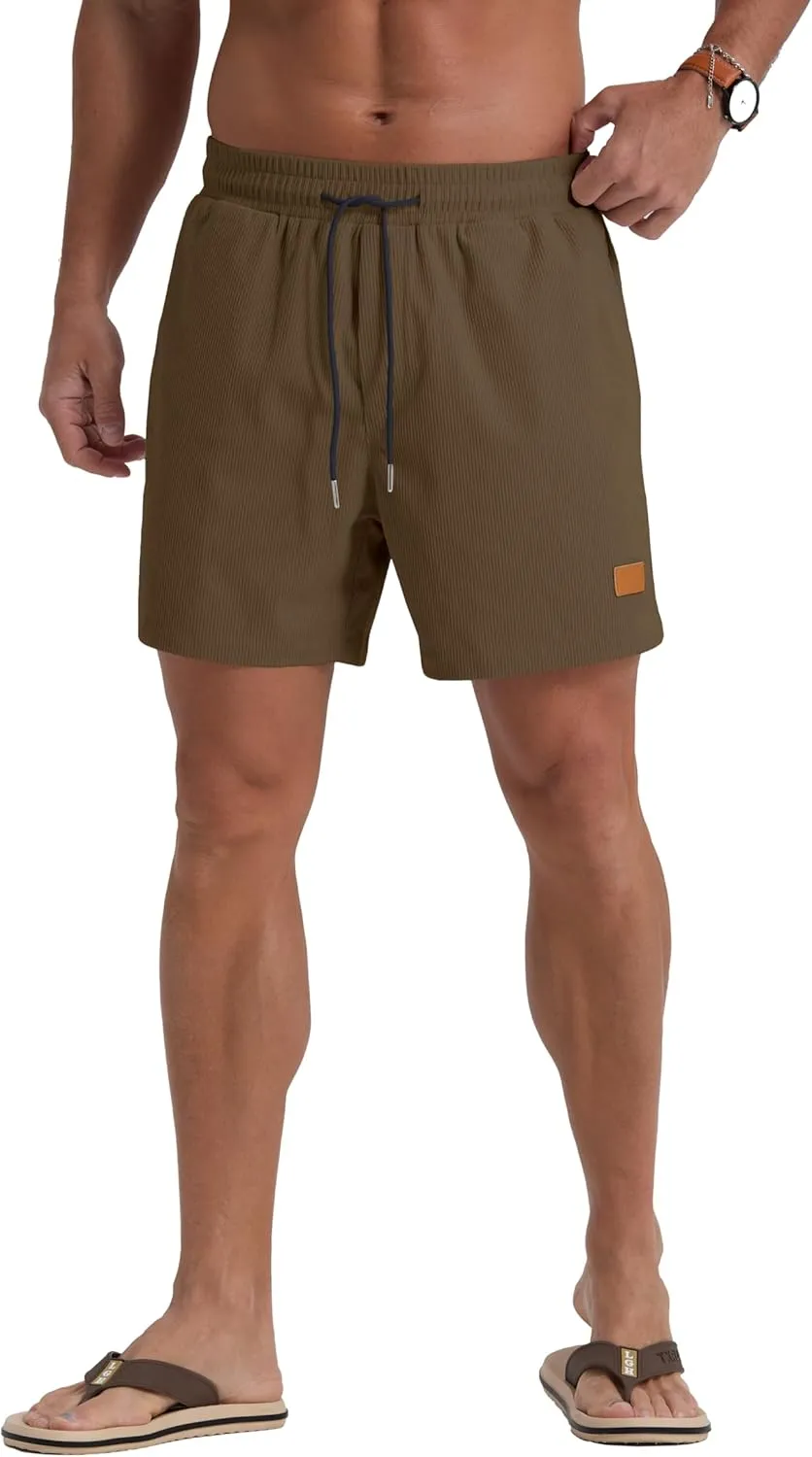 Sailwind Men's Casual 5" Shorts Corduroy Elastic Waist Drawstring Summer Beach Short