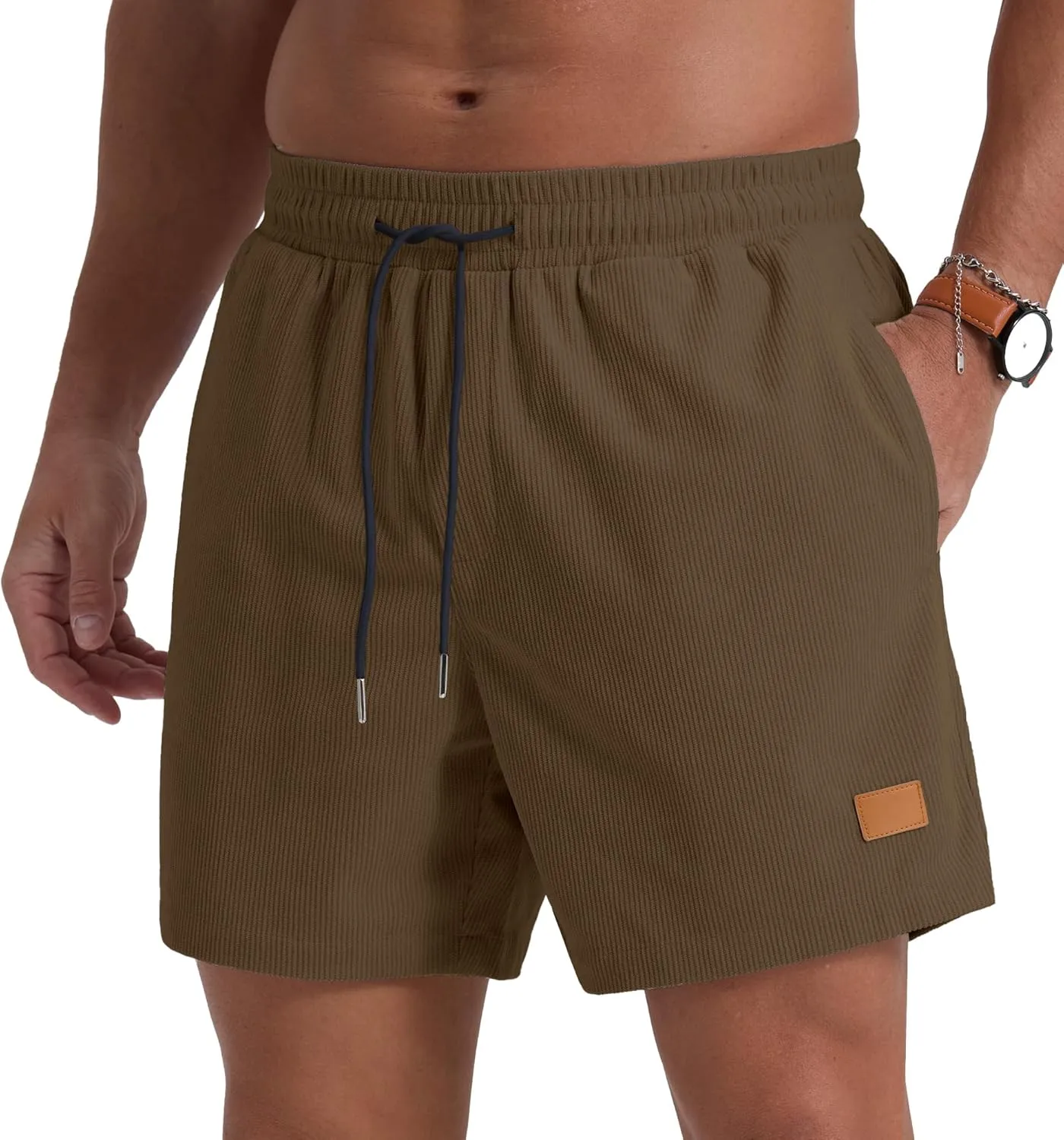 Sailwind Men's Casual 5" Shorts Corduroy Elastic Waist Drawstring Summer Beach Short