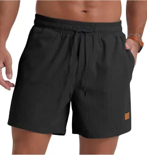 Sailwind Men's Casual 5" Shorts Corduroy Elastic Waist Drawstring Summer Beach Short
