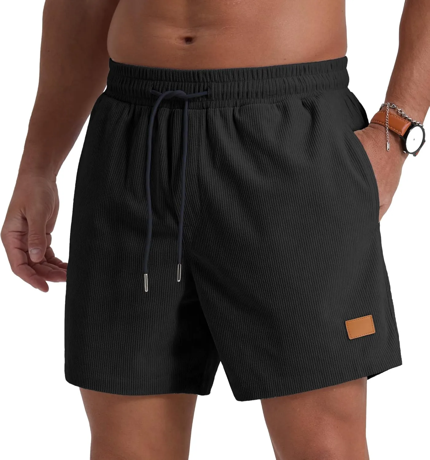 Sailwind Men's Casual 5" Shorts Corduroy Elastic Waist Drawstring Summer Beach Short