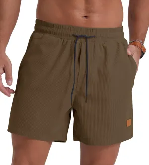 Sailwind Men's Casual 5" Shorts Corduroy Elastic Waist Drawstring Summer Beach Short