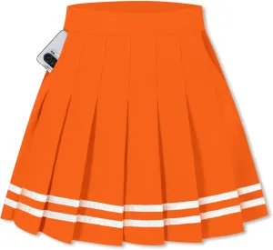 SANGTREE Women Girls Pleated Skirts with Shorts, Elastic Waist Uniform Plus Size Tennis Casual Skirt, 2 Years - US 4XL