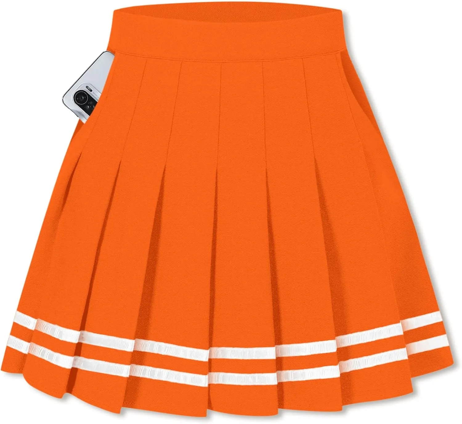 SANGTREE Women Girls Pleated Skirts with Shorts, Elastic Waist Uniform Plus Size Tennis Casual Skirt, 2 Years - US 4XL