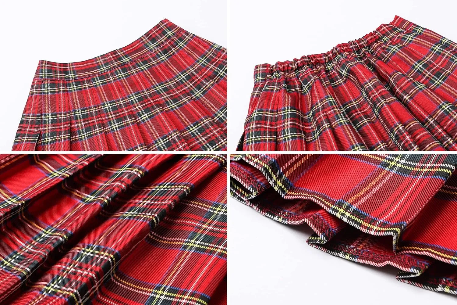 SANGTREE Women Girls Pleated Skirts with Shorts, Elastic Waist Uniform Plus Size Tennis Casual Skirt, 2 Years - US 4XL