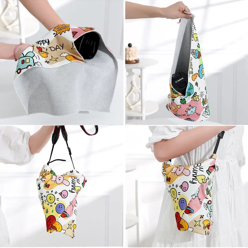 Self-Adhesive Magic Cloth Makeup Bag, Multi-Functional Cosmetic Bag, Portable Make up Wrap for Travel, Open Lay Flat Cosmetic Pouch Storage Organizer for Skincare & Makeup Accessories (Happy, 55*55cm)