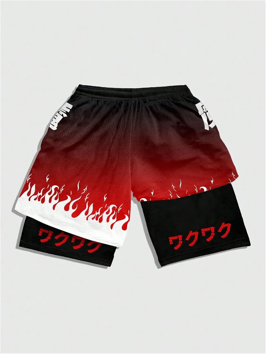 SHENHE Men's Graphic Shorts with Liner Cross Print Drawstring 2 in 1 Goth Gym Track Bottoms