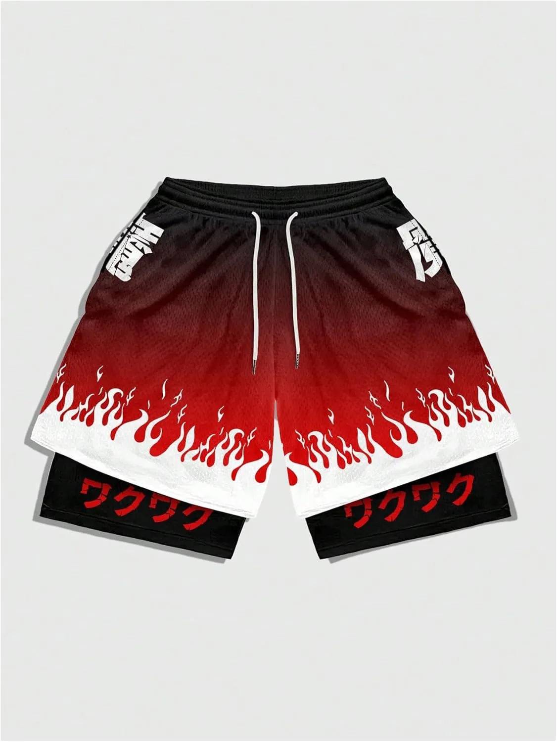SHENHE Men's Graphic Shorts with Liner Cross Print Drawstring 2 in 1 Goth Gym Track Bottoms