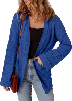 SHEWIN Women's Open Front Lightweight Cardigan Casual Long Sleeve Knit Loose Sweaters Outwear