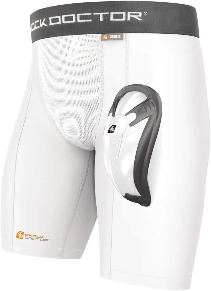 Shock Doctor Compression Shorts Men, Protective Bio-Flex Cup, Moisture-Wicking, Vented Protection. Adult Men Sizes.