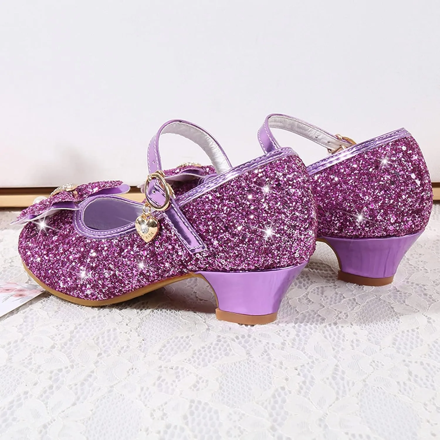 Shoes for Girls,Toddler Girl Glitter Sequins Princess Shoes Low Heels Party Dress Dance Shoes Sandals Shoes 4-8 Years