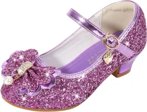 Shoes for Girls,Toddler Girl Glitter Sequins Princess Shoes Low Heels Party Dress Dance Shoes Sandals Shoes 4-8 Years