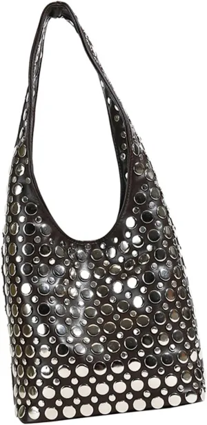 Shoulder HandbagTrendy Studs Studded Shoulder Bag for Fashion Women Lightweight and Practical PU Armpit Bags Casual Bucket Handbag