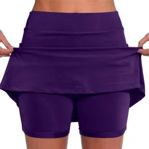 Skorts for Women Lightweight High Waisted Solid Color Athletic Tennis Golf Skirts Summer Yoga Culottes with Pocket 2024 A11Purple, XXL