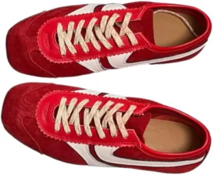 Sneakerina Ballet Sneaker Shoes Leather For Women Girls Flats Cute Casual Lightweight Running Soft - Y2K Retro Non Slip Tennis & Racquet Sport Preppy Elegant Athleisure Trendy Comfortable Walking