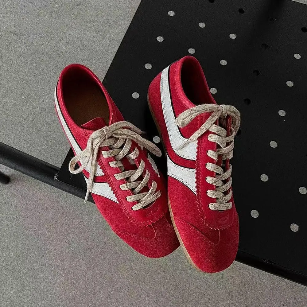 Sneakerina Ballet Sneaker Shoes Leather For Women Girls Flats Cute Casual Lightweight Running Soft - Y2K Retro Non Slip Tennis & Racquet Sport Preppy Elegant Athleisure Trendy Comfortable Walking