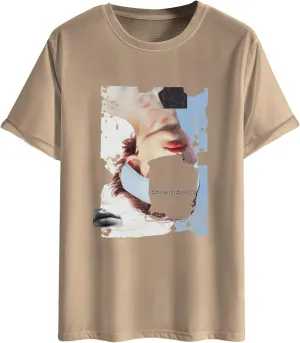 SOLY HUX Men's Graphic Tees Figure Letter Print Short Sleeve Designer T Shirt Summer Tee Tops