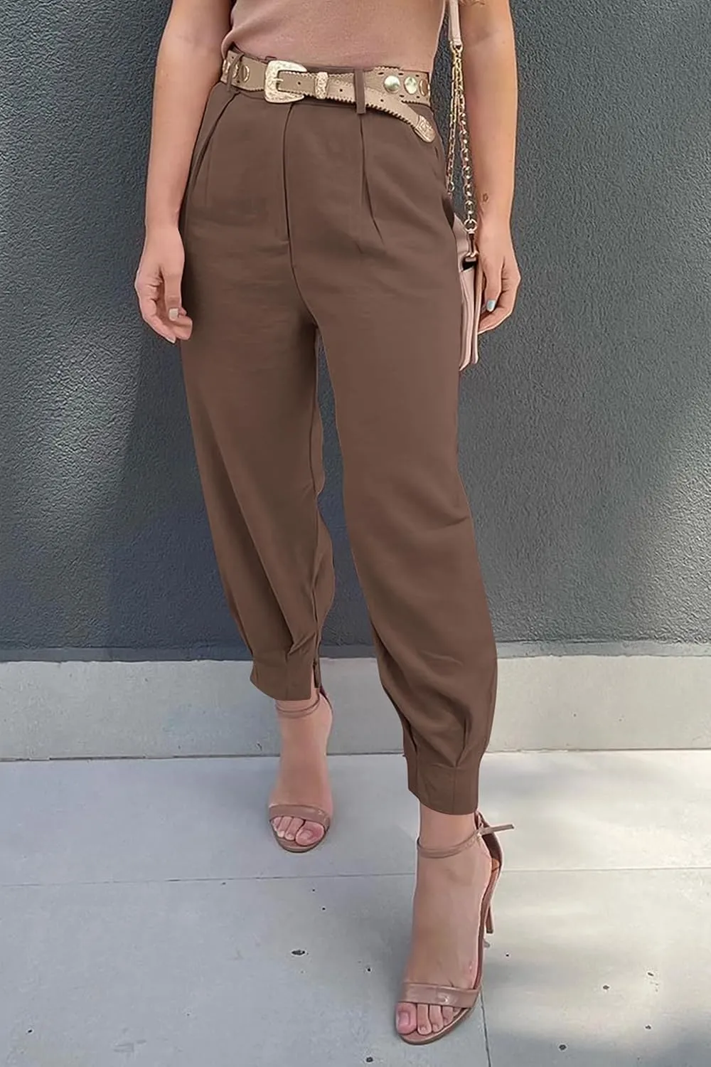 Summer Dress Pants Women Business Lightweight High Waist Pants Dressy Casual Ankle Length Work Office Trouser Slacks