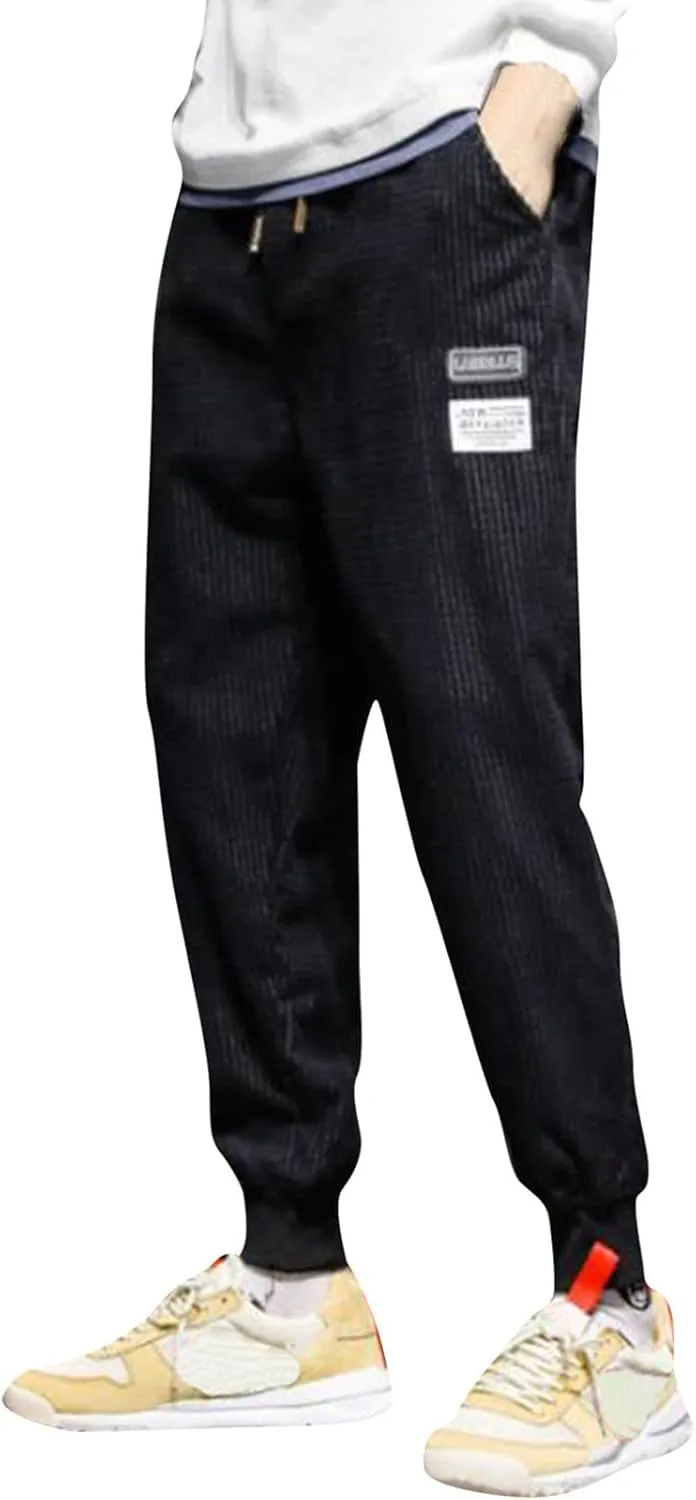 SUWBMHWE Men Joggers Pants, Mens Casual Harlan Pants Lace-up Track Cuff Solid Color Workout Pants with Pocket
