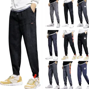 SUWBMHWE Men Joggers Pants, Mens Casual Harlan Pants Lace-up Track Cuff Solid Color Workout Pants with Pocket