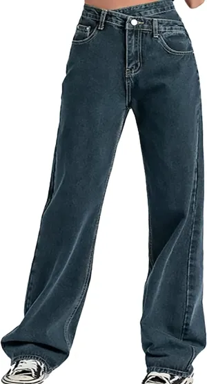Sweatpants Women Women Designer Pants Crossed High Rise Wide Leg Jeans Button Pocket Trousers Slacks Straight