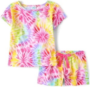 The Children's Place Girls Sleeve Top and Shorts 2 Piece Pajama Set