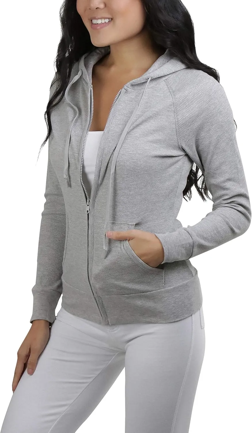 ToBeInStyle Womens Velour Terry Active Cropped Zip-Up Jacket with Hood