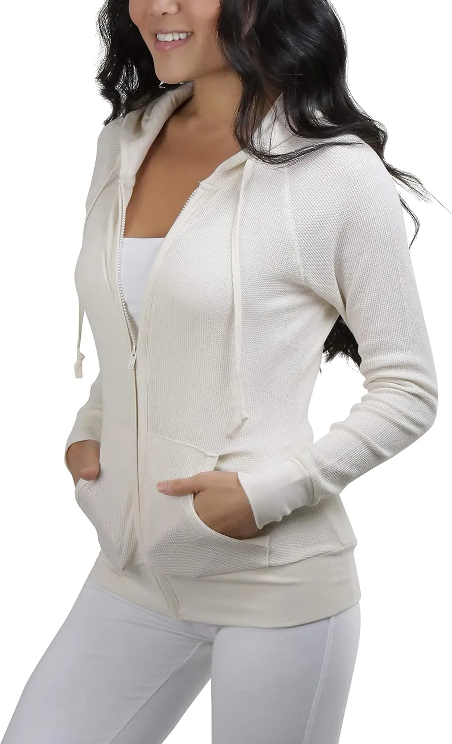 ToBeInStyle Womens Velour Terry Active Cropped Zip-Up Jacket with Hood