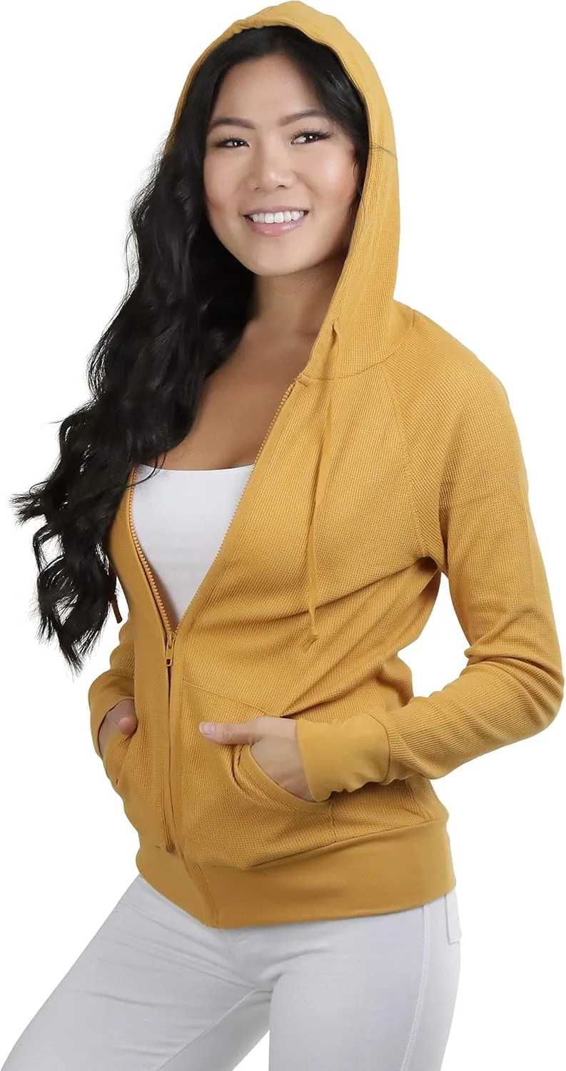 ToBeInStyle Womens Velour Terry Active Cropped Zip-Up Jacket with Hood