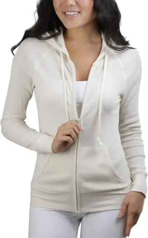 ToBeInStyle Womens Velour Terry Active Cropped Zip-Up Jacket with Hood