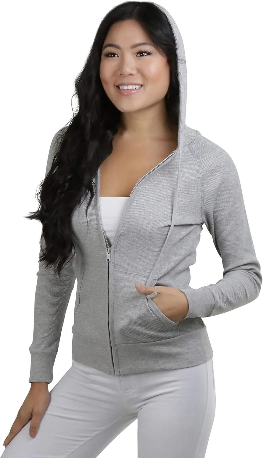 ToBeInStyle Womens Velour Terry Active Cropped Zip-Up Jacket with Hood