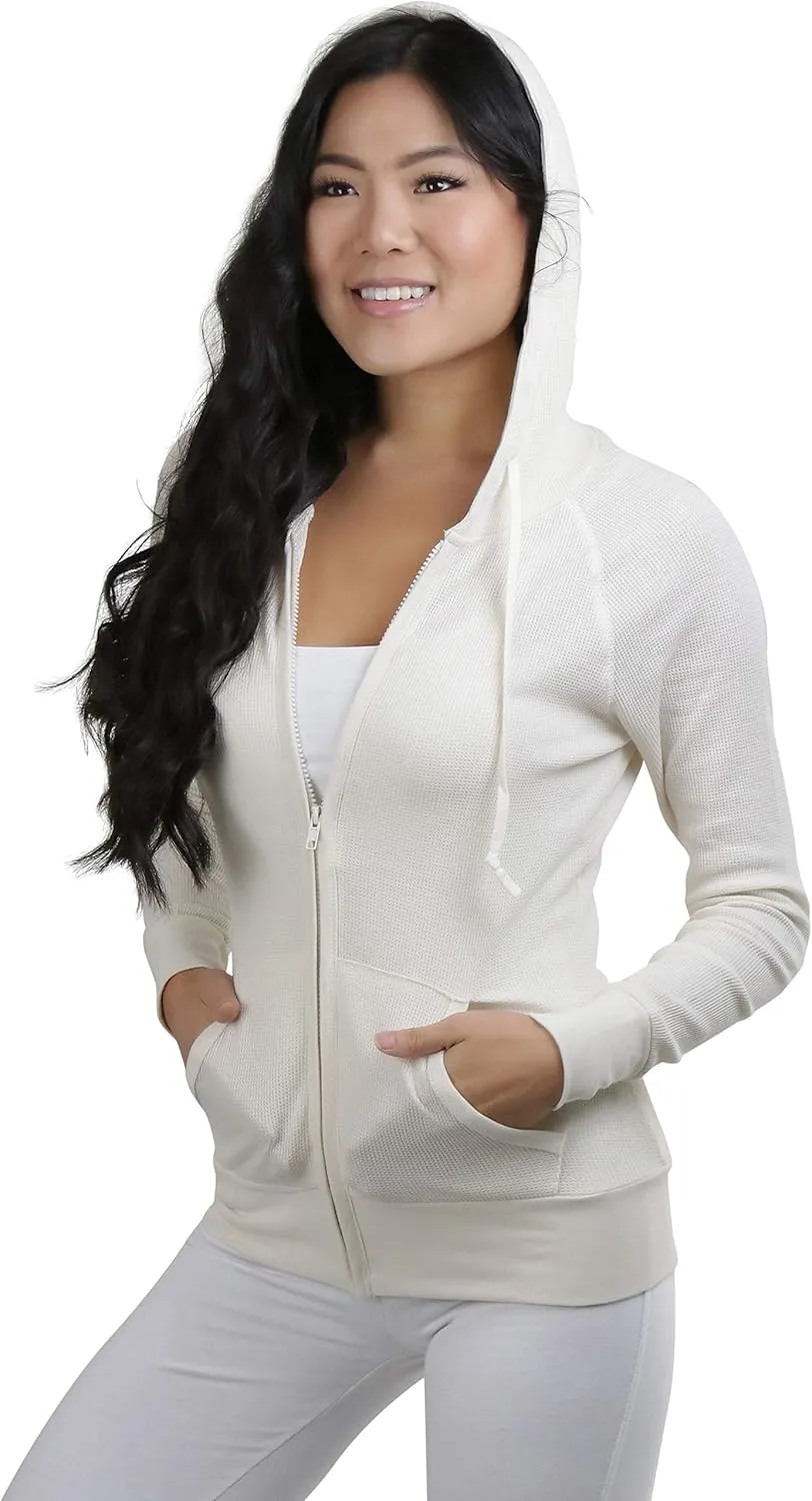 ToBeInStyle Womens Velour Terry Active Cropped Zip-Up Jacket with Hood