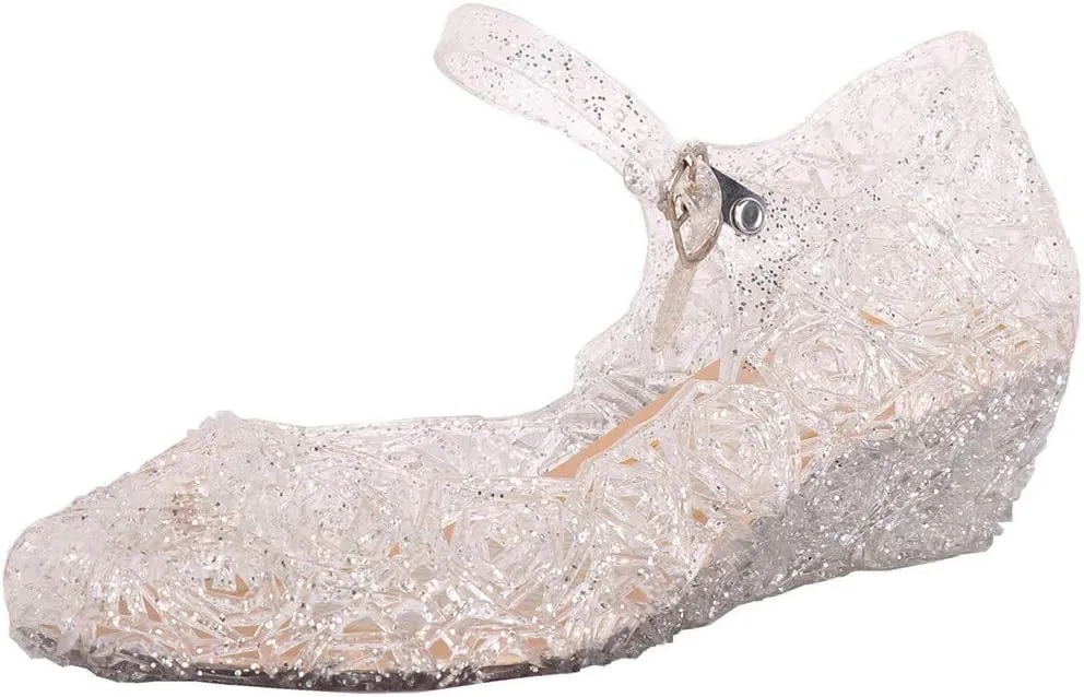 Toddler Girl Shoes, Kids Princess Costumes Jelly Flats Shoes, Little Girls Cosplay Birthday Party Dress Up Sandals