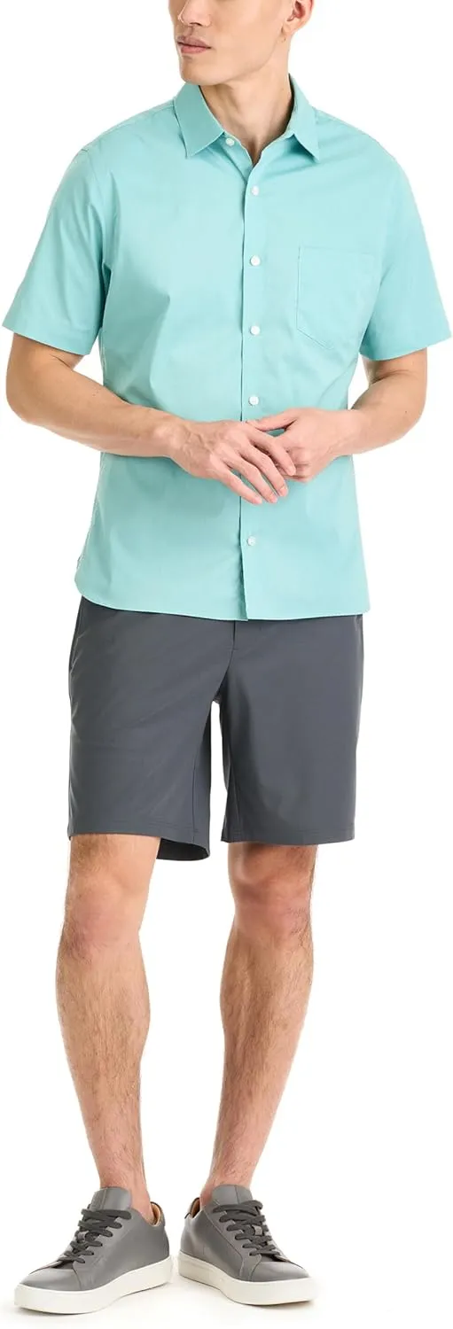 Van Heusen Men's Essential Woven Solid Short Sleeve Button Up